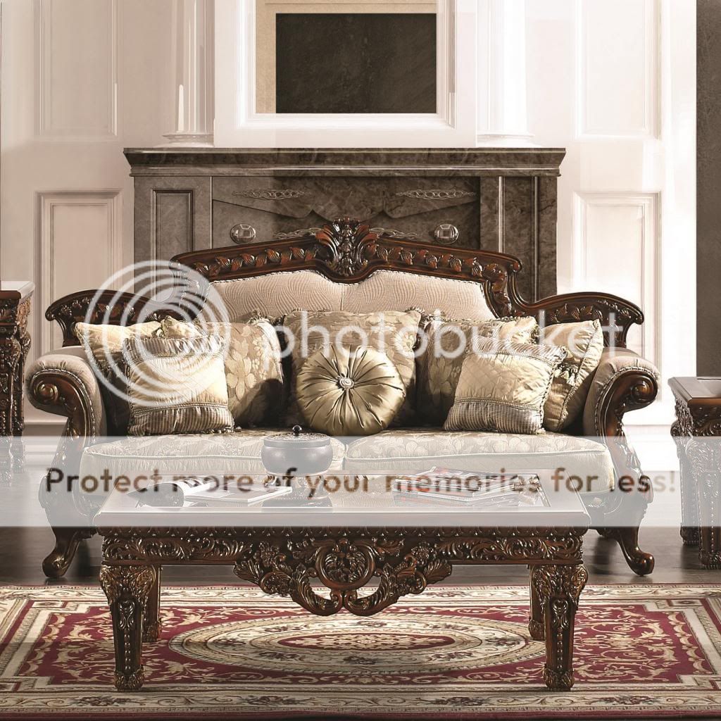 Formal Antique Style Luxury Sofa Love Seat Chenille Living Room Set HD 296 New